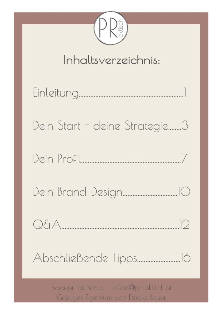 Instagram Starting Guide-Inhaltsverzeichnis