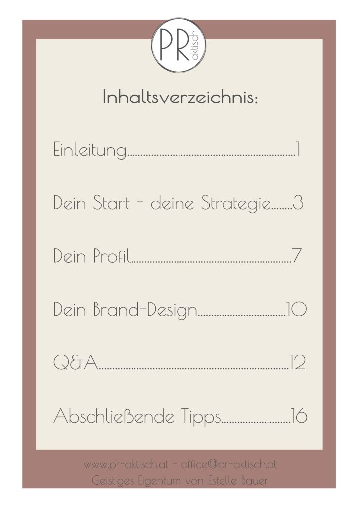 Instagram Starting Guide-Inhaltsverzeichnis